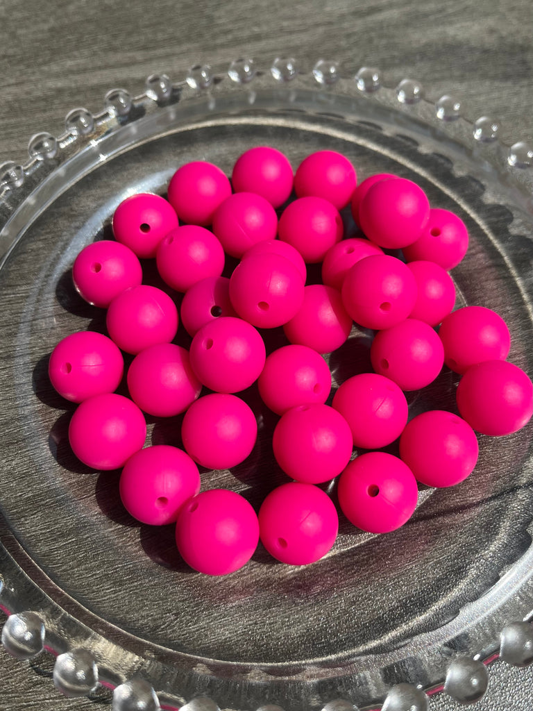 15mm bright red Beads Solid Color Round Silicone Beads pack-jcflowbeads.com