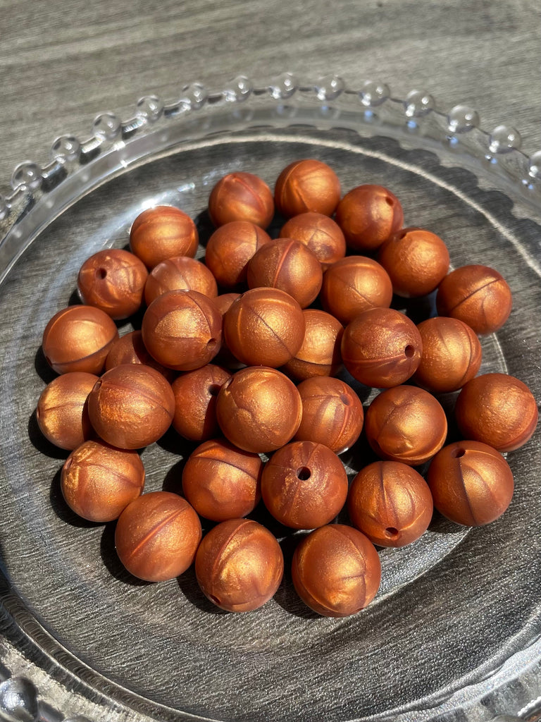 15mm Gold Beads Solid Color Round Silicone Beads pack-jcflowbeads.com