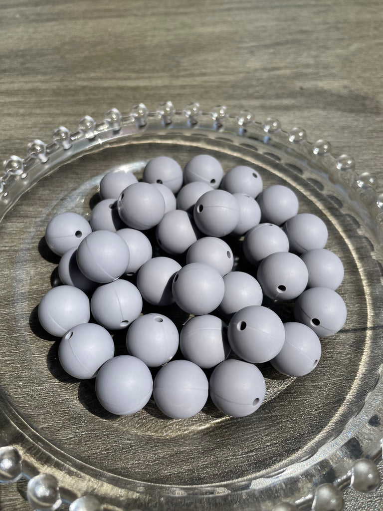 15mm Gray Beads Solid Color Round Silicone Beads pack-jcflowbeads.com