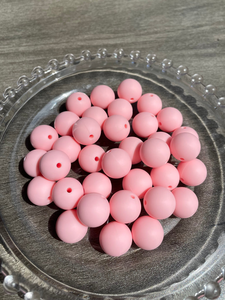 15mm Pink Beads Solid Color Round Silicone Beads pack-jcflowbeads.com