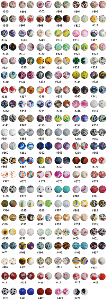 15mm Print Silicone Bead  Round Silicone Bead Pack - JCFlow Beads