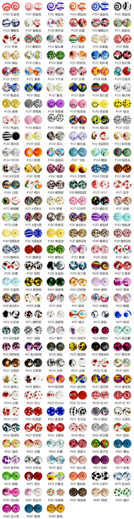 15mm Print Silicone Bead  Round Silicone Bead Pack - JCFlow Beads