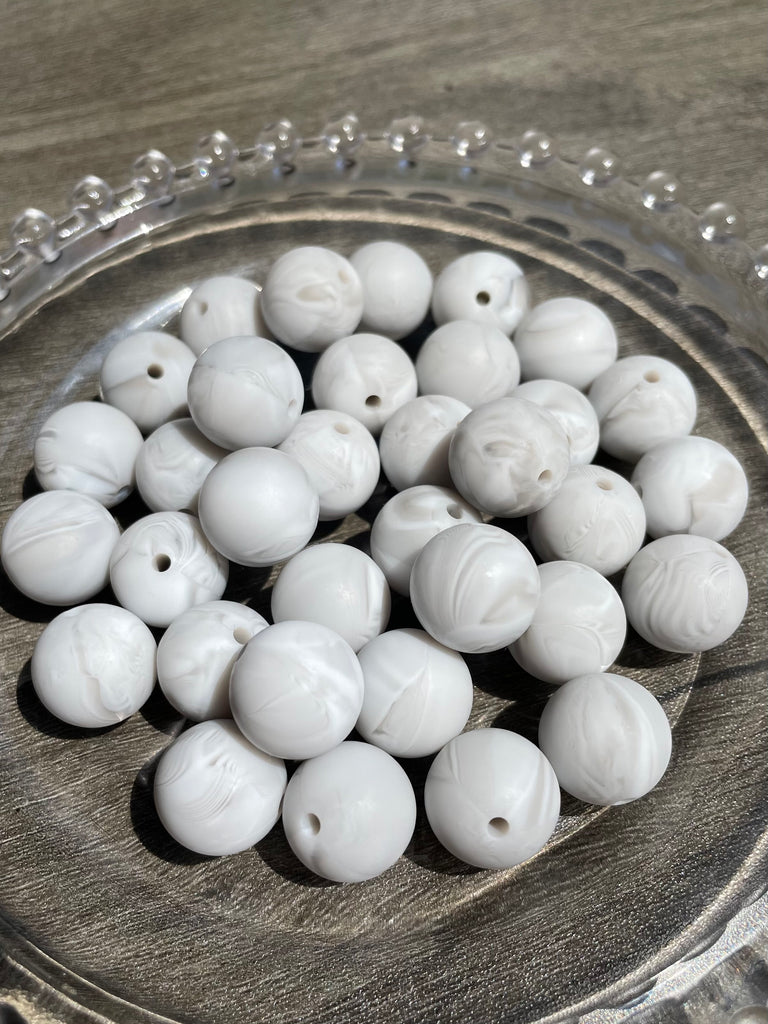 15mm Shell White Beads Solid Color Round Silicone Beads pack-jcflowbeads.com