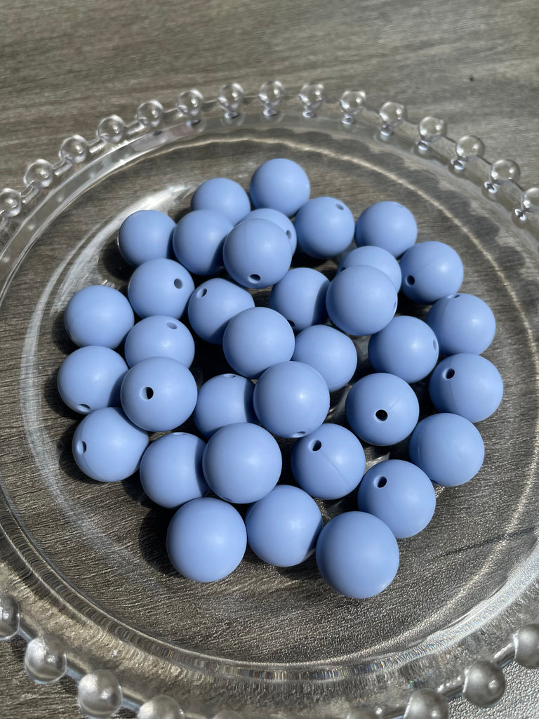 15mm light blue Beads Solid Color Round Silicone Beads pack-jcflowbeads.com
