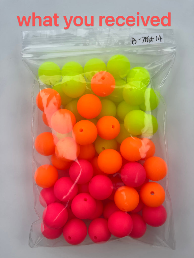 B-MIX-14 Silicone Beads Bulk Beads Mix Combo 15mm Each - JCFlow Beads