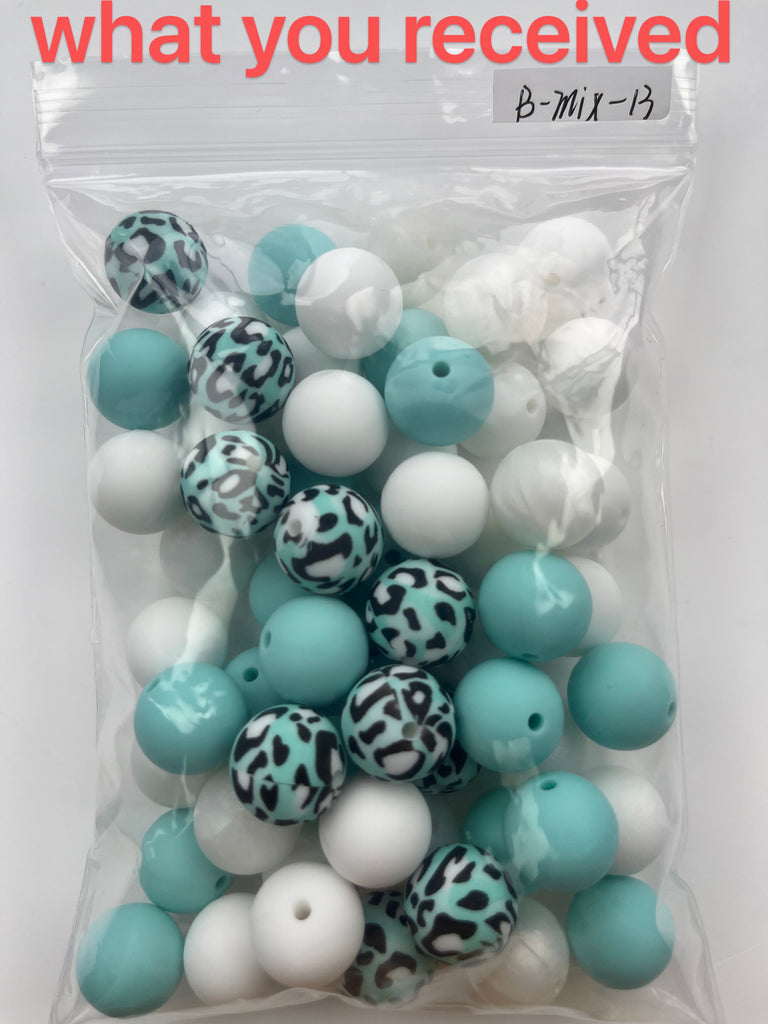 B-MIX-13 Silicone Beads Bulk Beads Mix Combo 15mm Each - JCFlow Beads