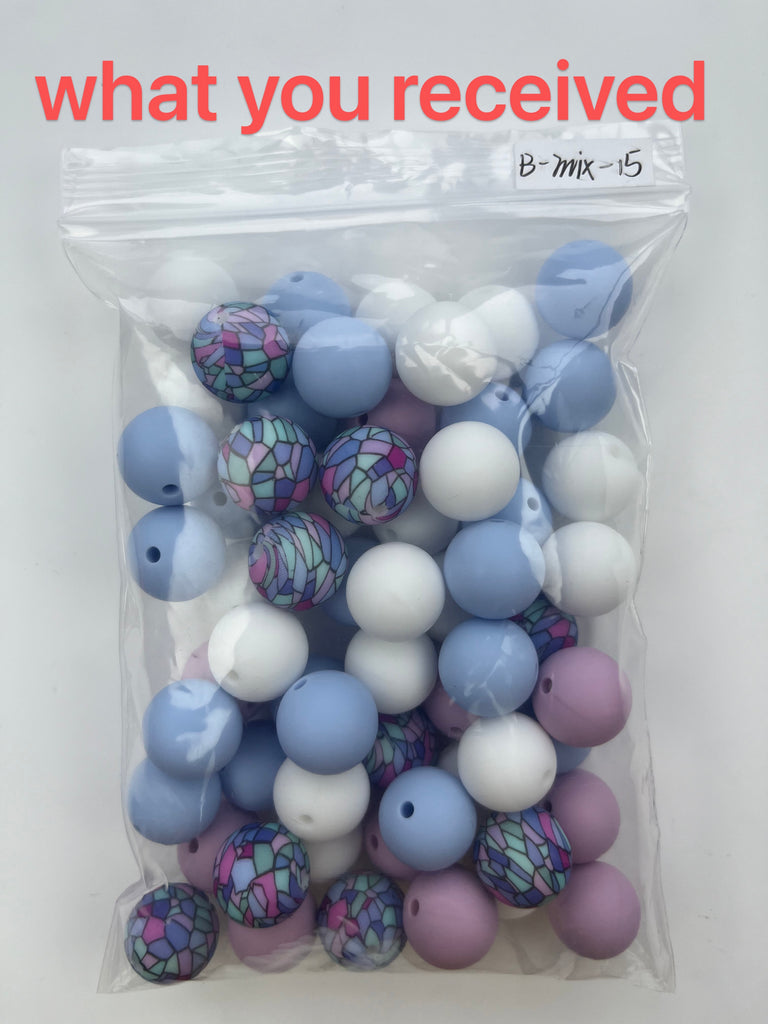 B-MIX-15 Silicone Beads Bulk Beads Mix Combo 15mm Each - JCFlow Beads